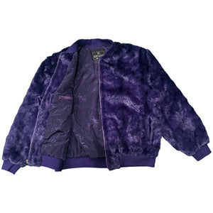 Kashani Purple Diamond Cut Mink Fur Bomber Jacket - Dudes Boutique