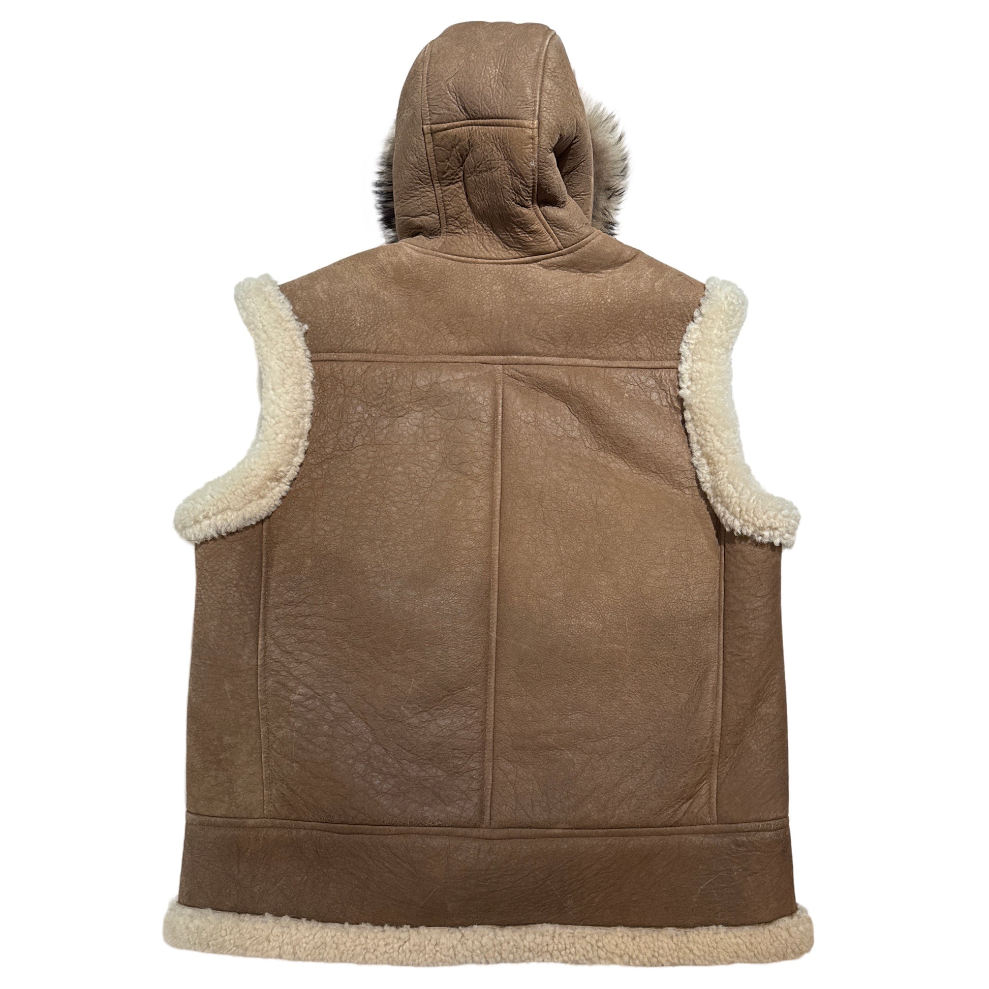 Kashani Men's Shearling Vest with Fur-Trimmed Hood – Tan & Cream - Dudes Boutique