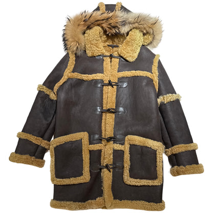 Kashani Men's Brown Shearling Toggle Coat - Dudes Boutique