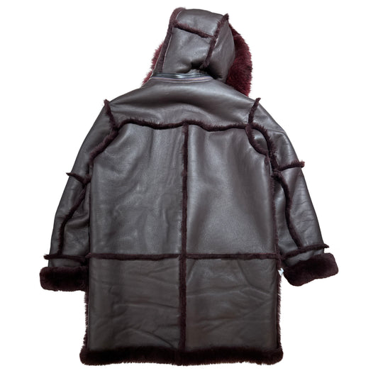 Kashani Men's Burgundy Shearling Toggle Coat - Dudes Boutique