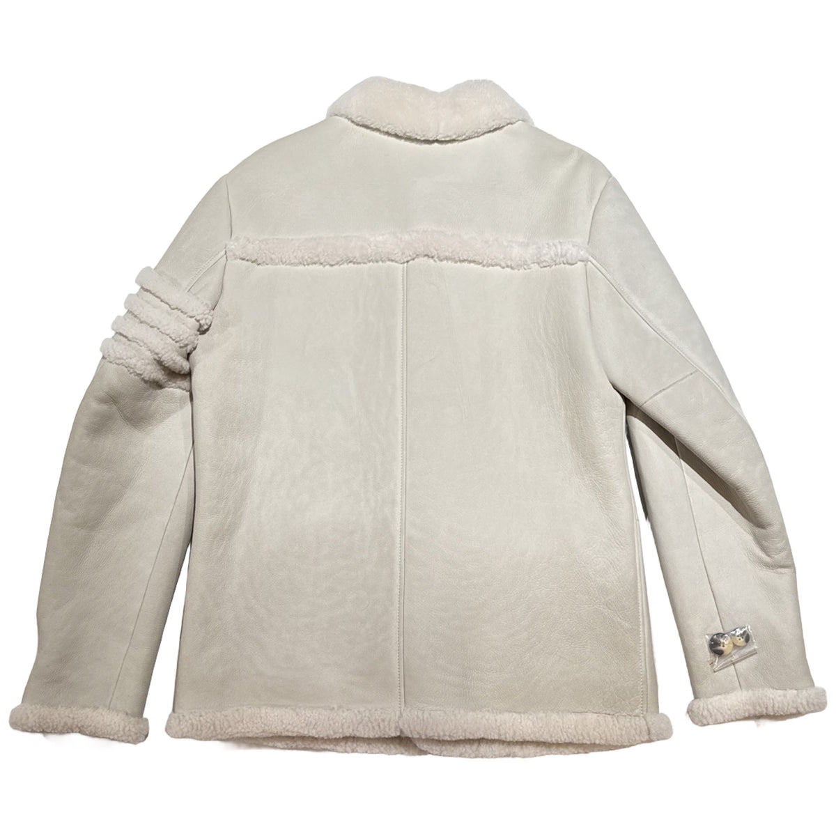 Kashani Men's White Outlined Shearling Coat - Dudes Boutique
