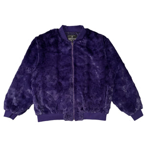 Kashani Purple Diamond Cut Mink Fur Bomber Jacket - Dudes Boutique