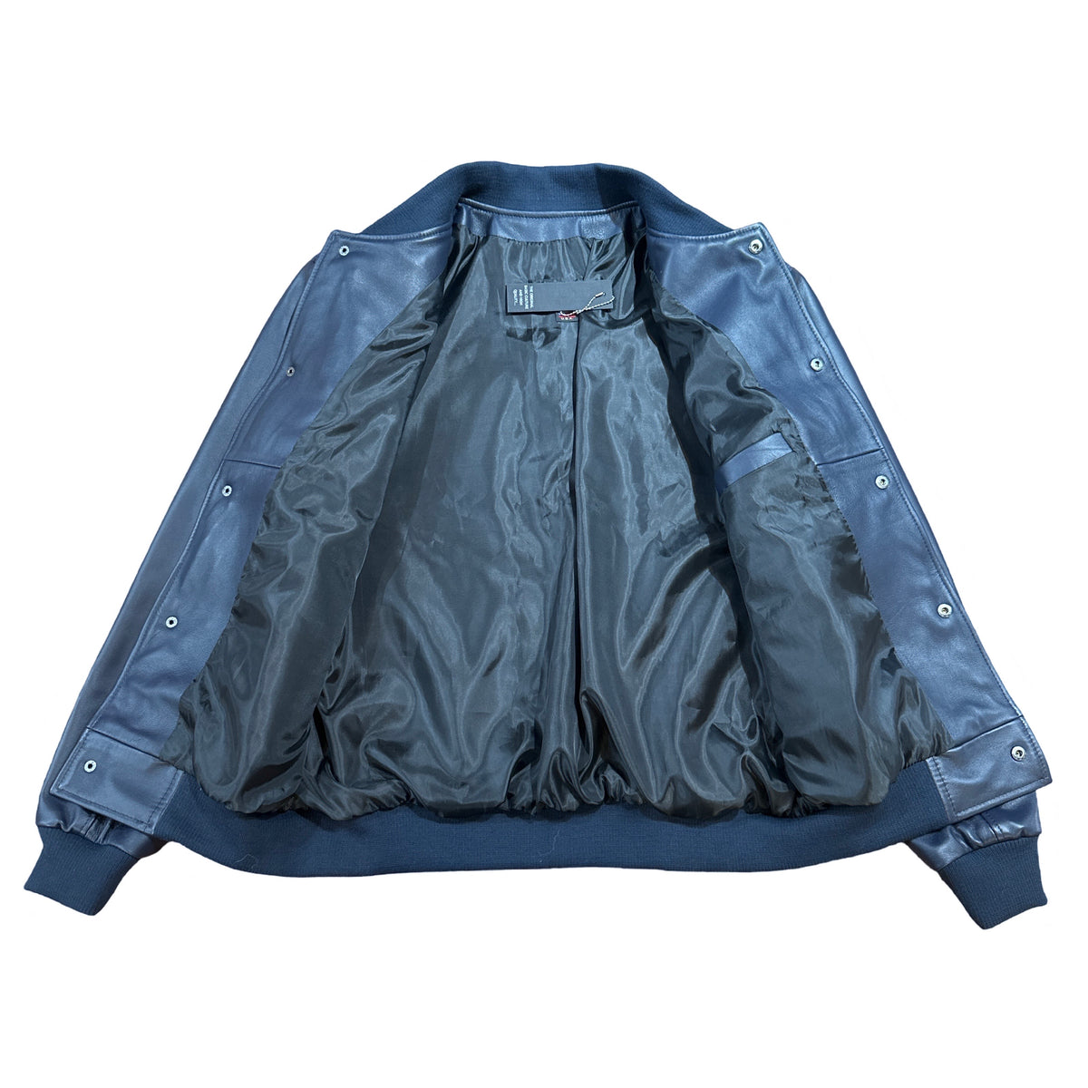 Kashani Navy Blue Persian Lamb Leather Bomber Jacket - Dudes Boutique