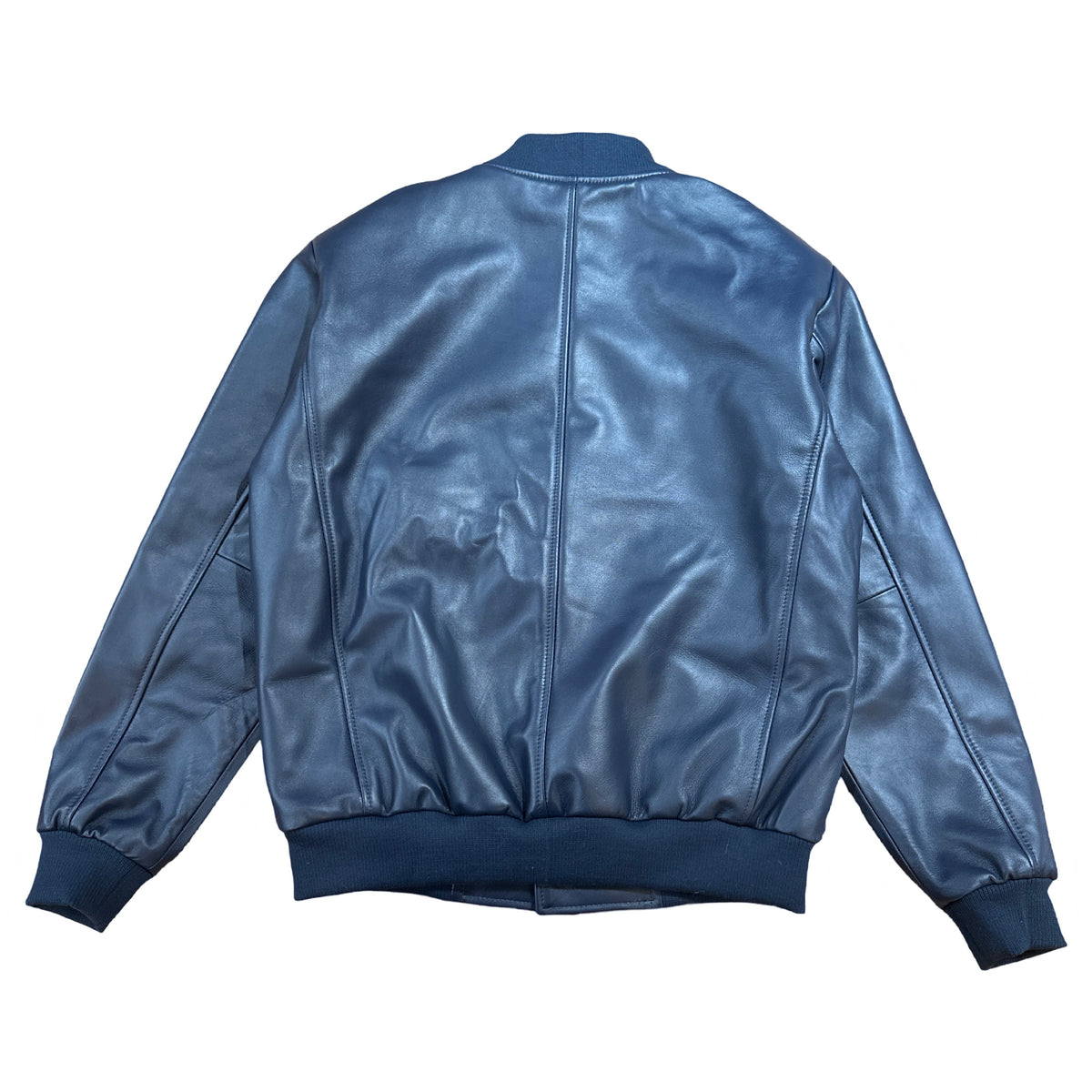 Kashani Navy Blue Persian Lamb Leather Bomber Jacket - Dudes Boutique