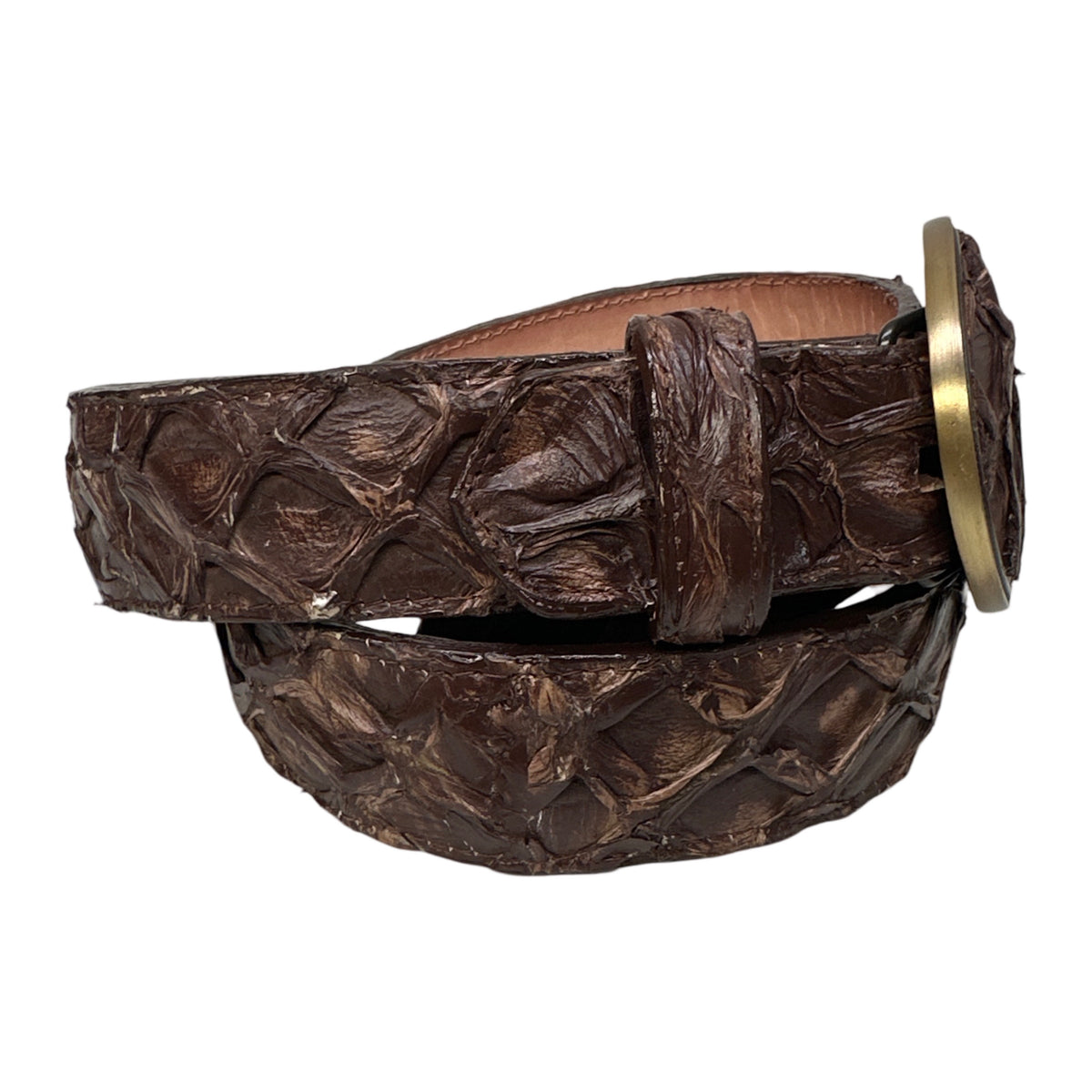 Los Altos Brown Full Skin Pirarucu Fish Belt - Dudes Boutique