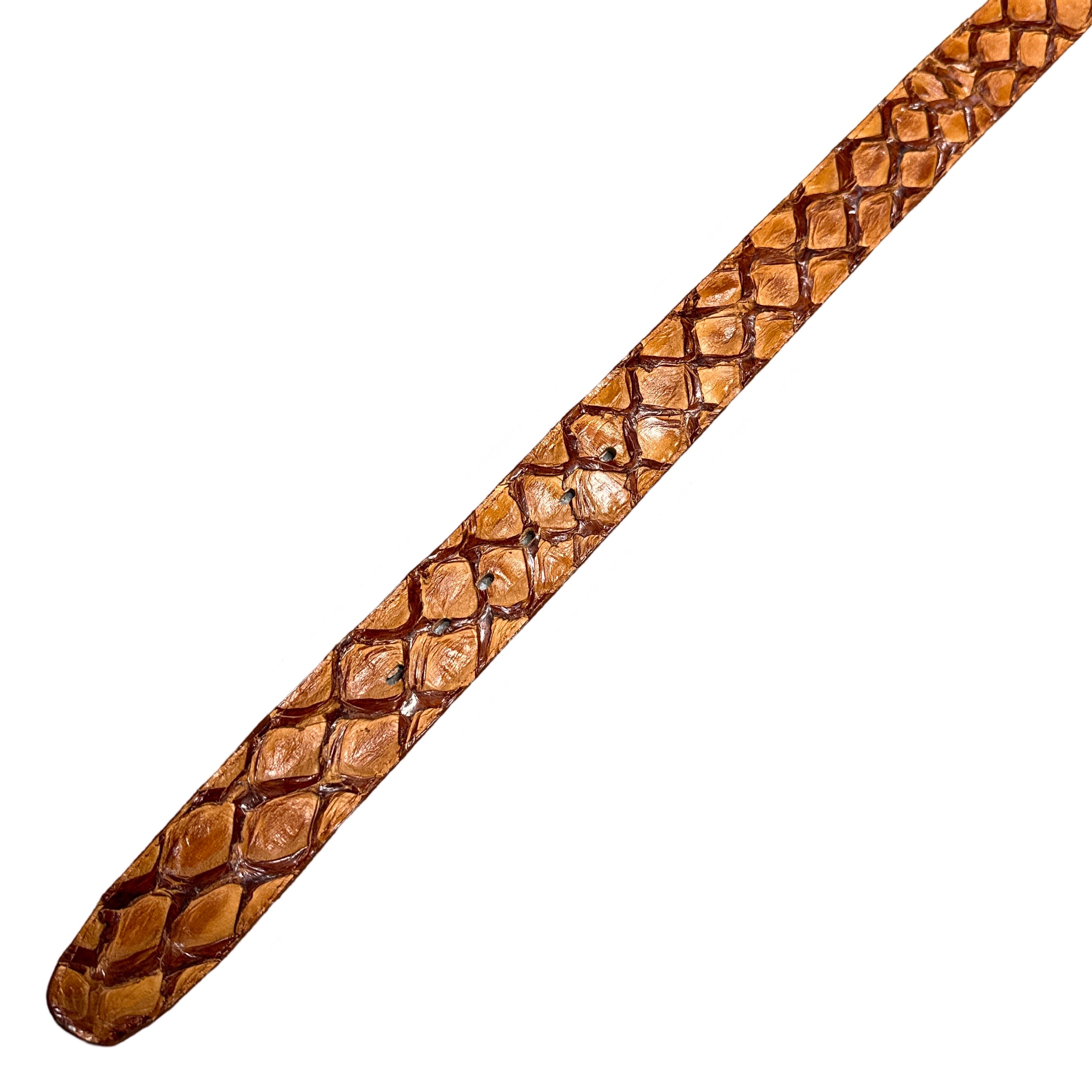 Los Altos Cognac Full Skin Pirarucu Fish Belt - Dudes Boutique