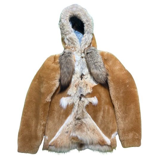 Kashani Natural Coyote Tail Hooded Mouton Shearling - Dudes Boutique