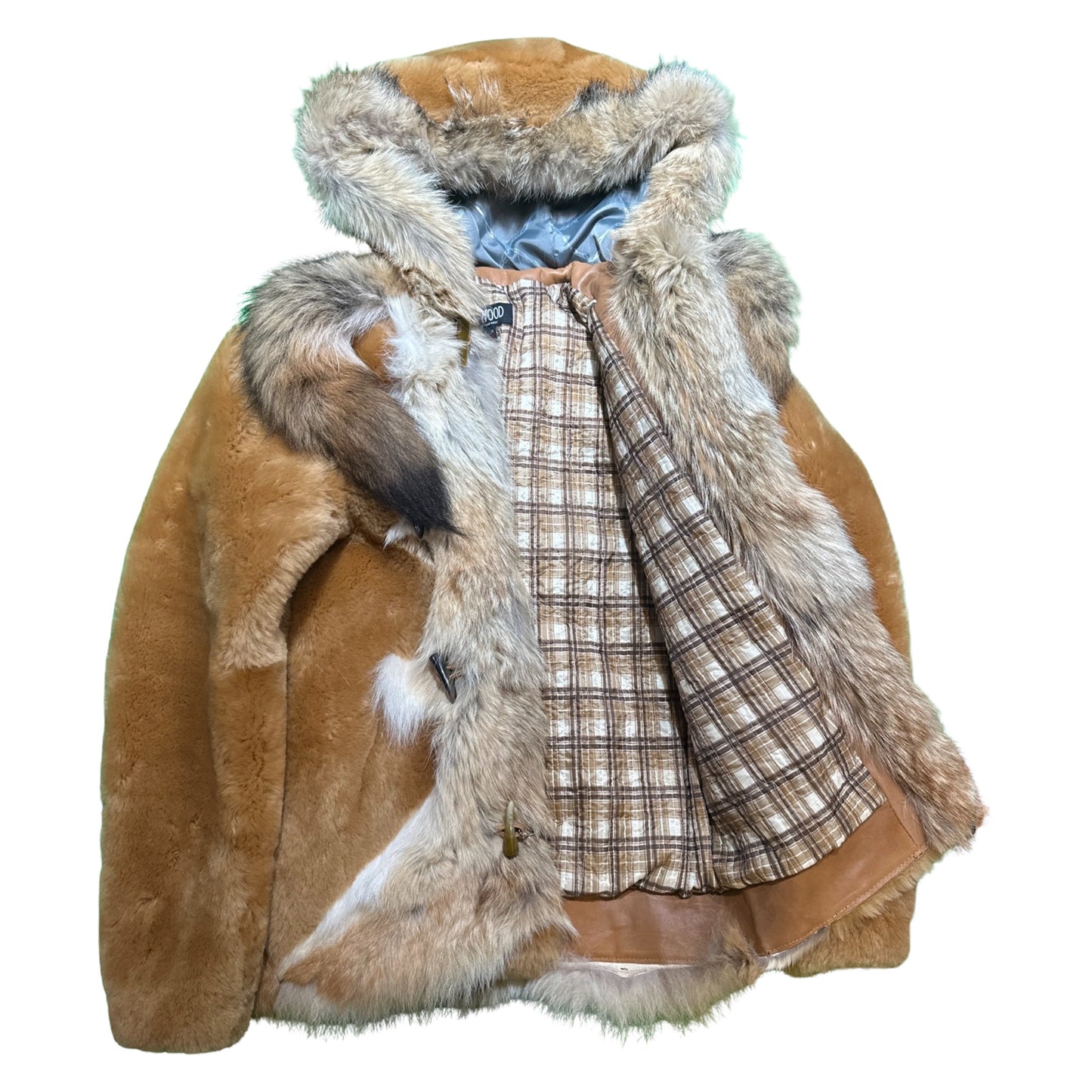 Kashani Natural Coyote Tail Hooded Mouton Shearling - Dudes Boutique