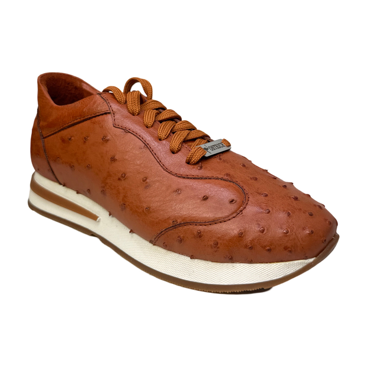 Safari Cognac Ostich Quill Dress Sneakers - Dudes Boutique