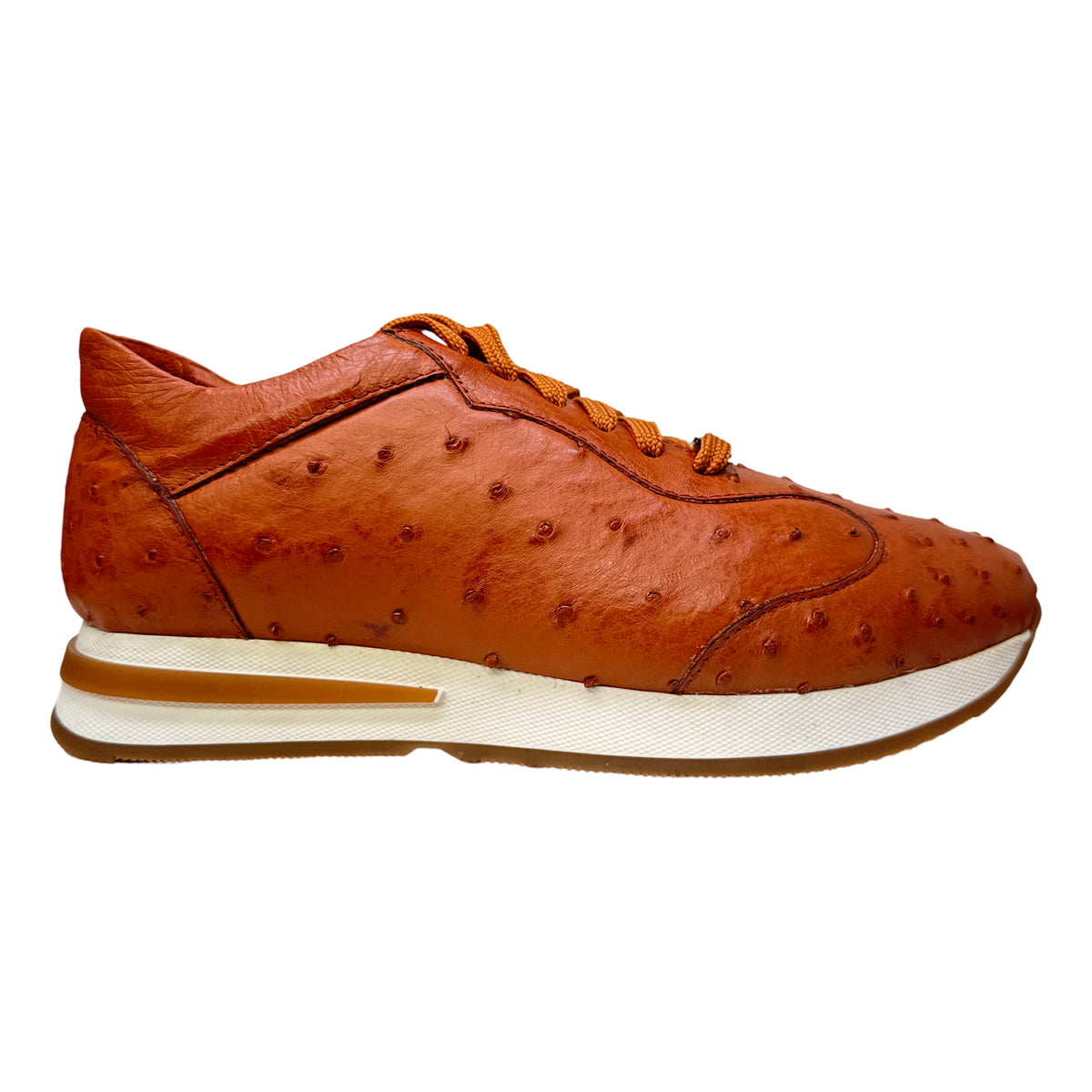 Safari Cognac Ostich Quill Dress Sneakers - Dudes Boutique