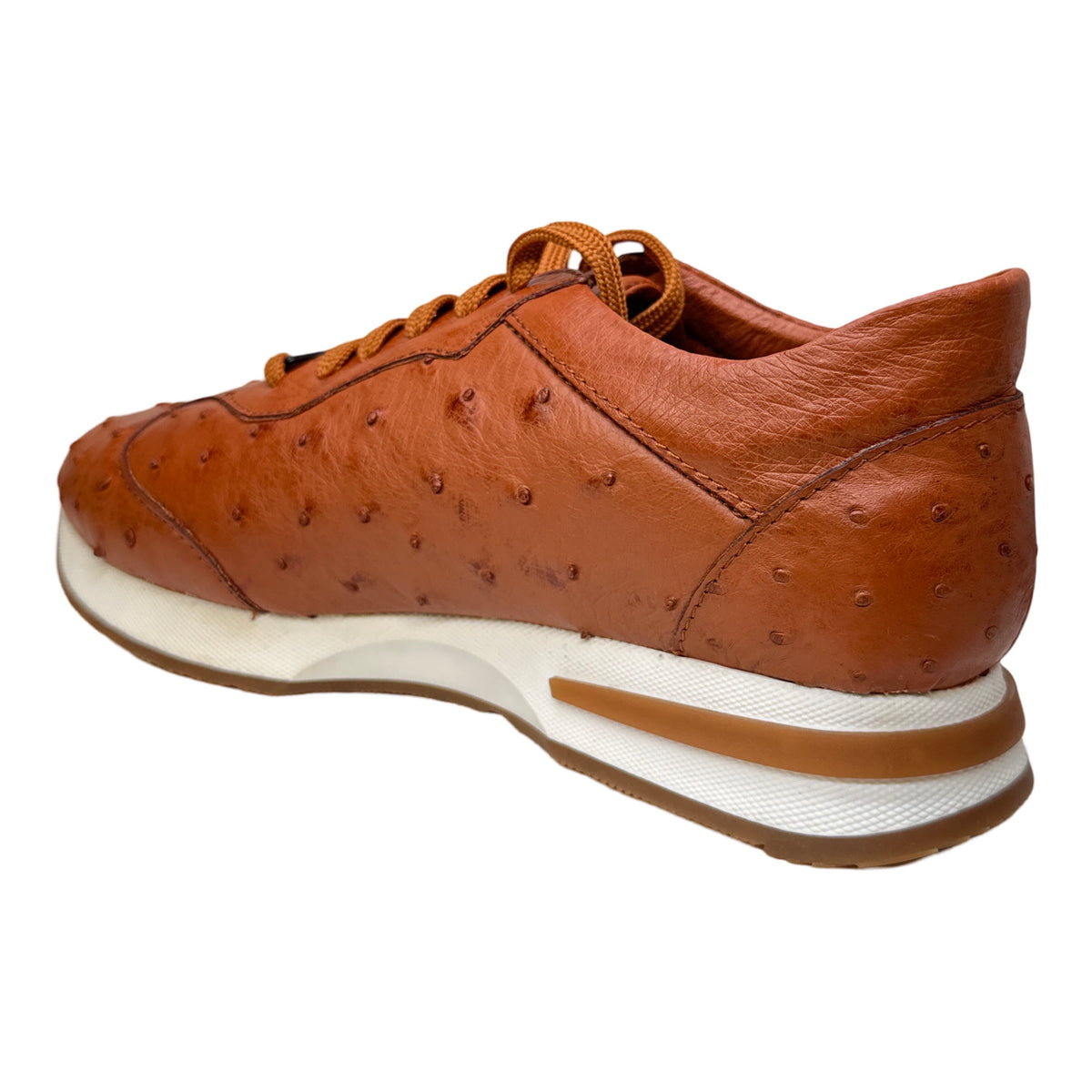 Safari Cognac Ostich Quill Dress Sneakers - Dudes Boutique