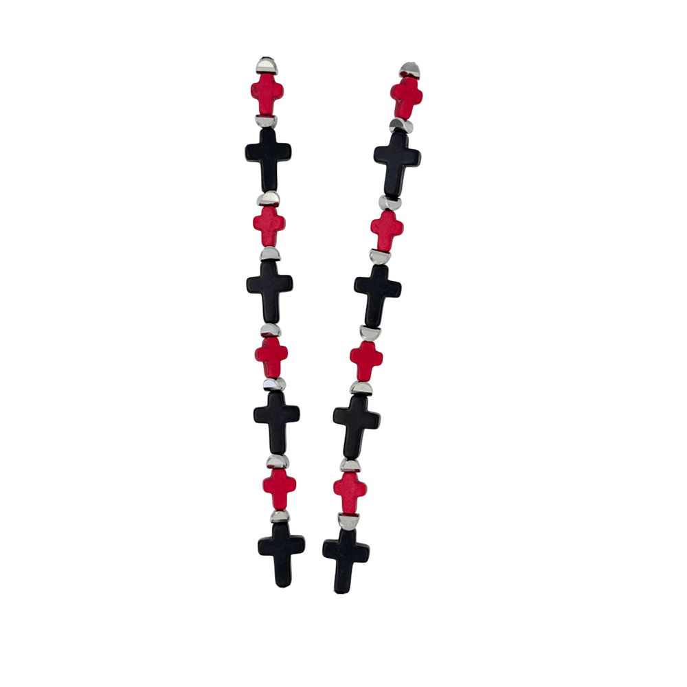 b.b. Simon Rounded Cross Necklace –Red/Black-Jet-SF - Dudes Boutique