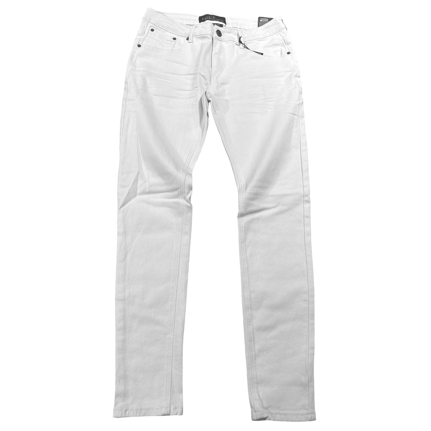 CopperRivet White Denim Pants with Stretch - Dudes Boutique