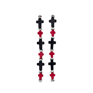 b.b. Simon Rounded Cross Necklace –Red/Black-Lt.Siam-SF - Dudes Boutique