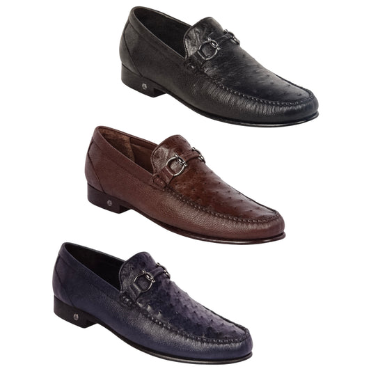 Lombardy Men's Ostrich Quill / Calfskin Bit Loafers - Dudes Boutique
