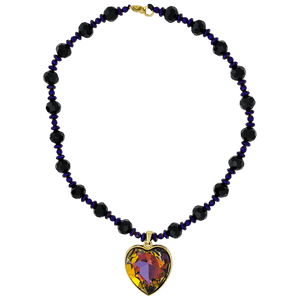 b.b. Simon Heart Crystal Necklace –Volcano-Gold - Dudes Boutique