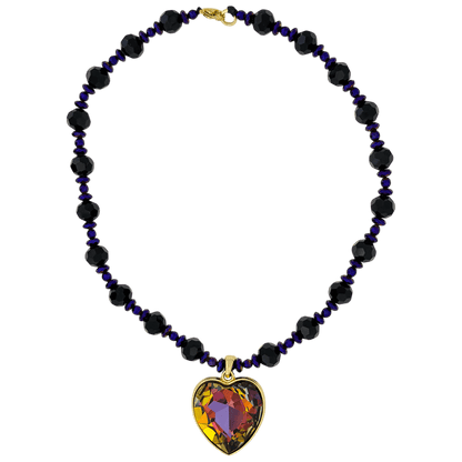 b.b. Simon Heart Crystal Necklace –Volcano-Gold - Dudes Boutique