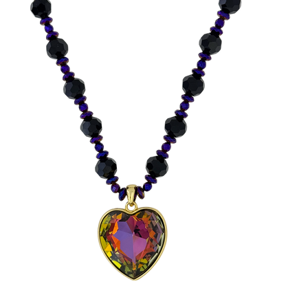 b.b. Simon Heart Crystal Necklace –Volcano-Gold - Dudes Boutique