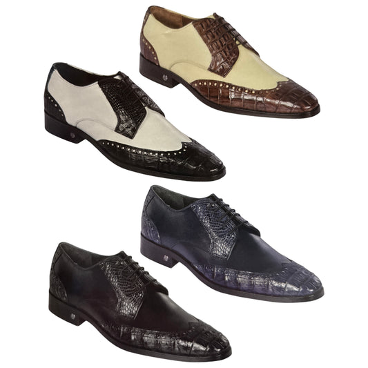 Lombardy Caiman Belly & Calfskin Wingtip Shoes - Dudes Boutique