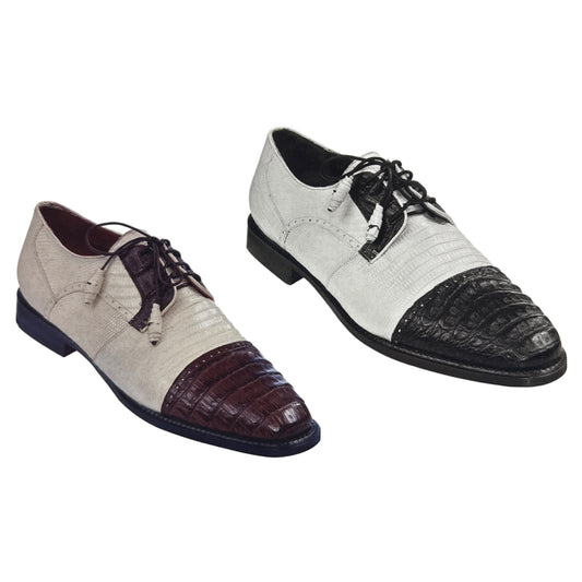Los Altos Lizard / Crocodile Cap Toe Derby Dress Shoes - Dudes Boutique