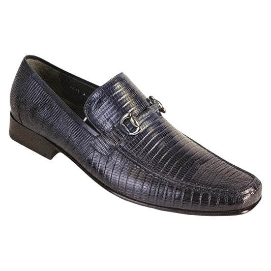 Los Altos Navy All Over Lizard Bit Dress Loafers