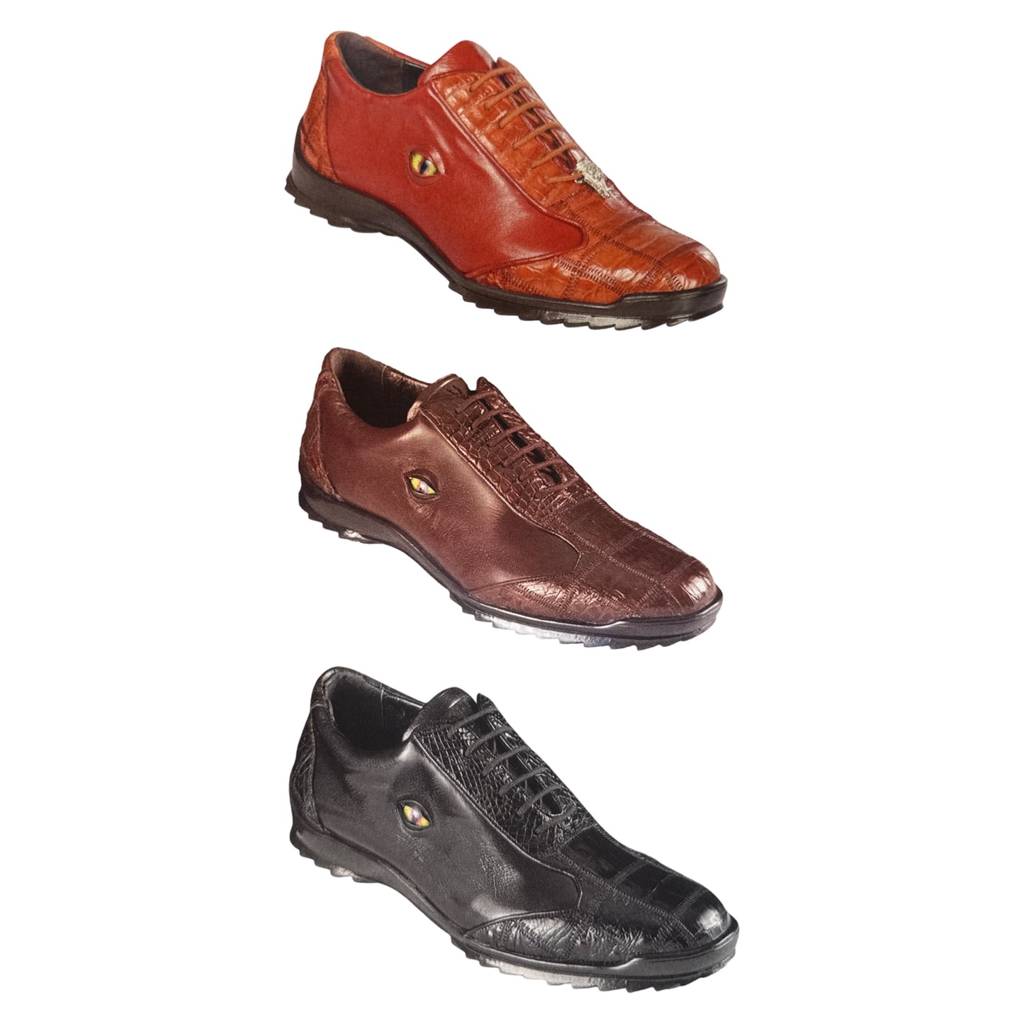 Los Altos Eye Caiman Crocodile Patchwork Sneakers - Dudes Boutique