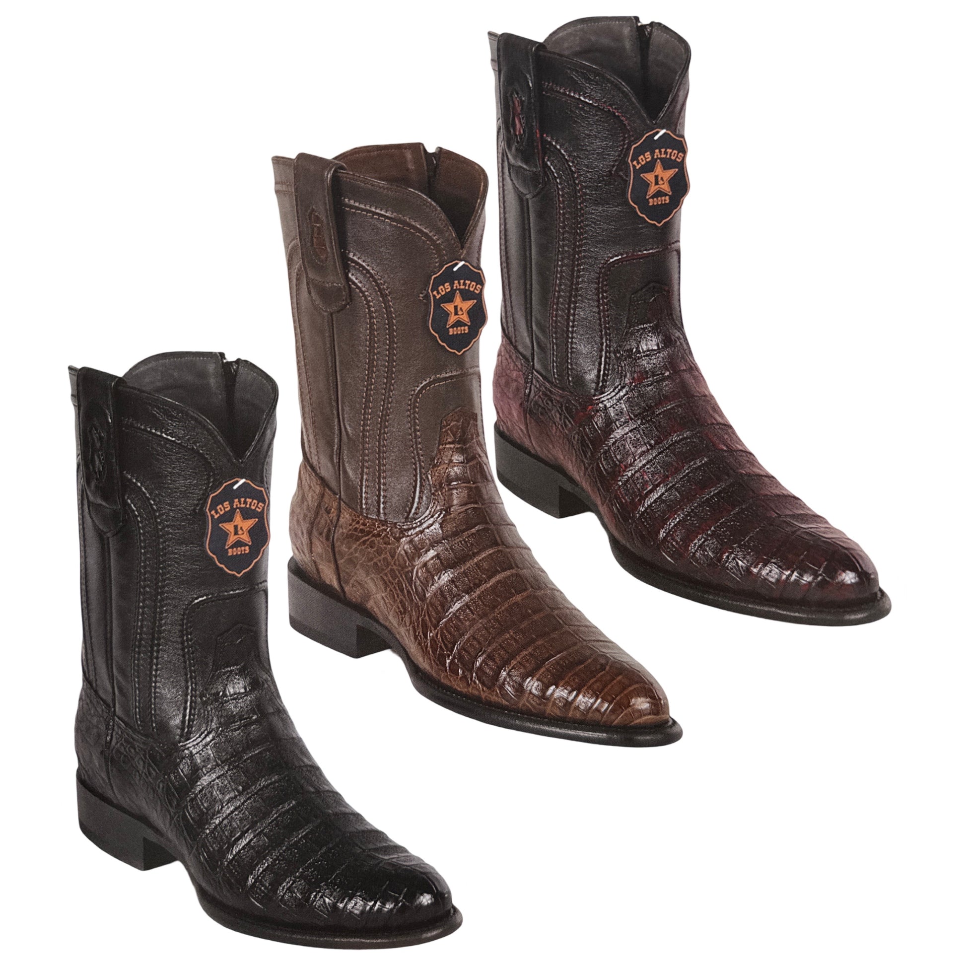 Los Altos Caiman Crocodile Roper Boots with Zipper - Dudes Boutique