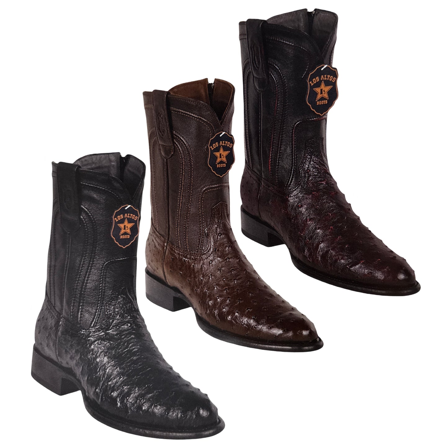 Los Altos Ostrich Quill Roper Boots with Zipper - Dudes Boutique