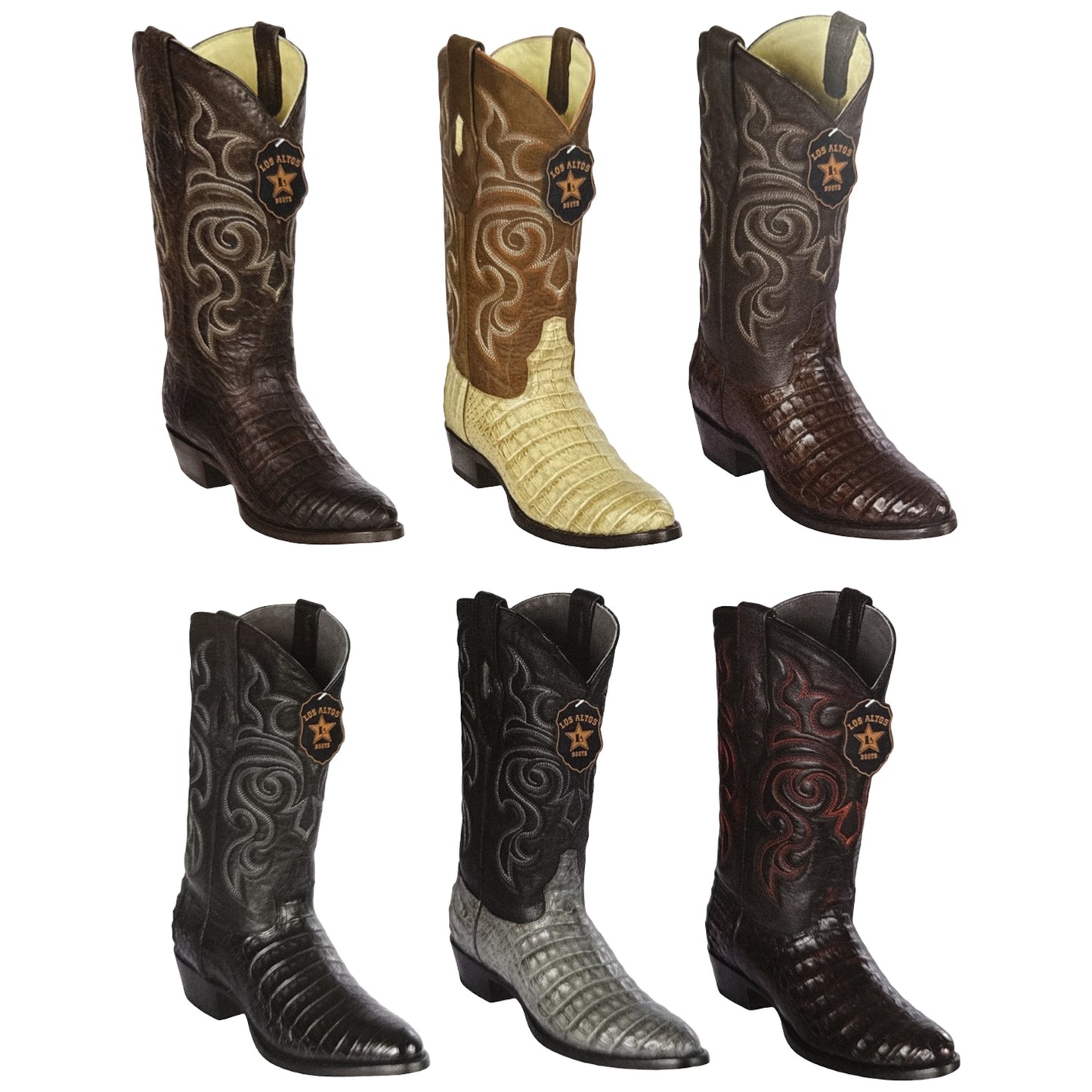 Los Altos Caiman Crocodile Belly Round Toe Boots - Dudes Boutique