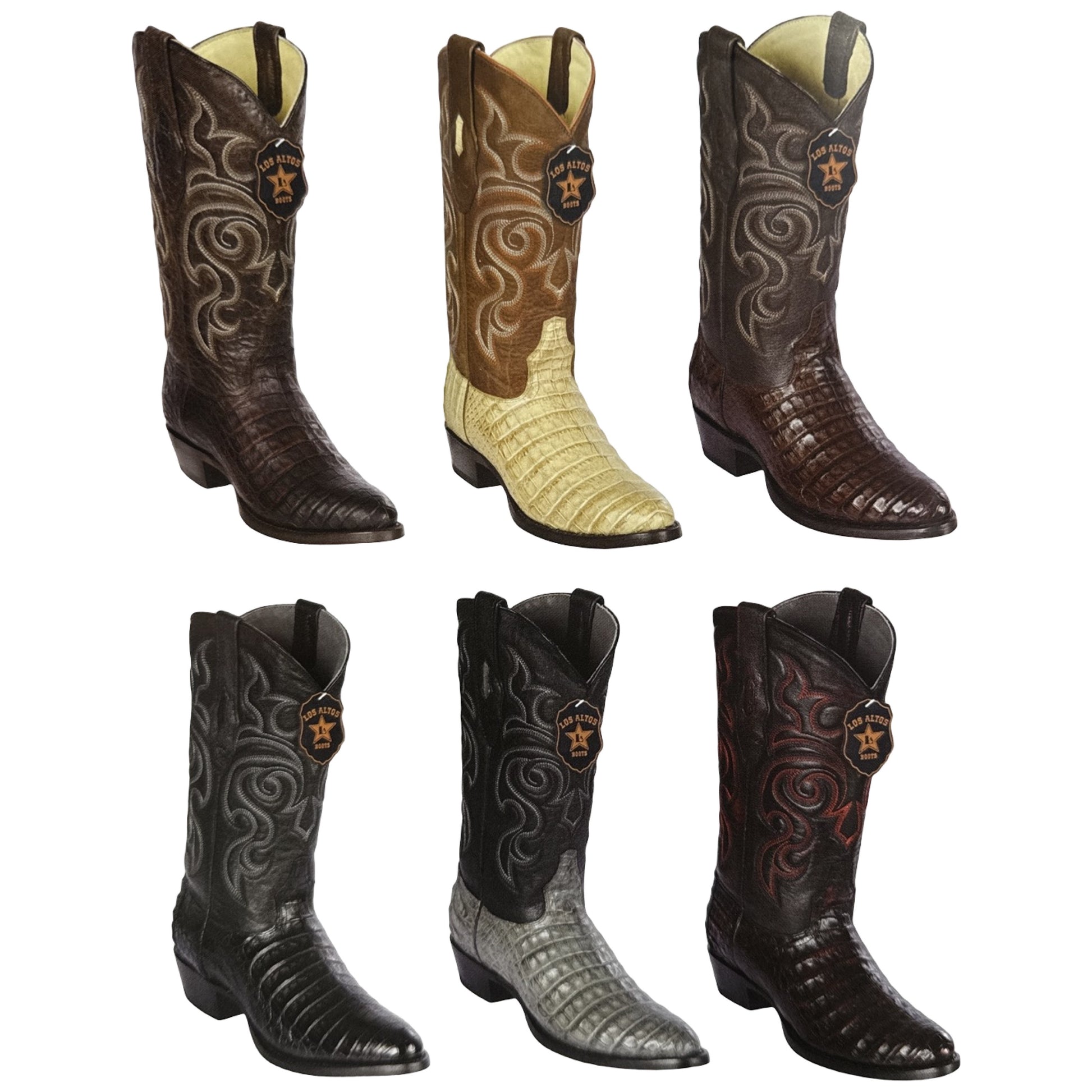 Los Altos Caiman Crocodile Belly Round Toe Boots - Dudes Boutique
