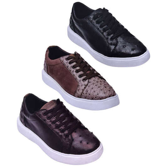 Los Altos Ostrich Quill Low Top Sneakers / White Sole - Dudes Boutique