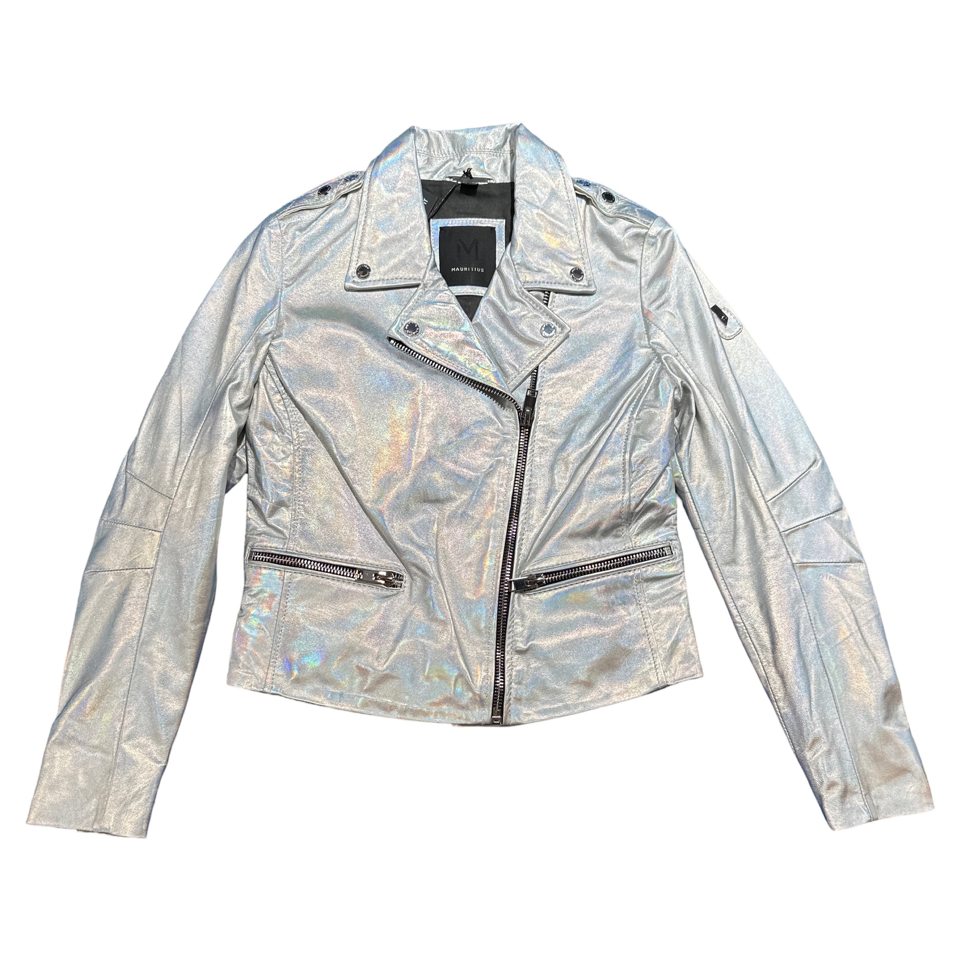 Mauritius Women's Iridescent Adeni Rf Leather Motorcycle Jacket - Dudes Boutique