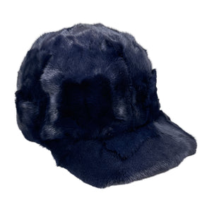 Kashani Navy Blue Diamond Cut Mink Baseball Hat - Dudes Boutique