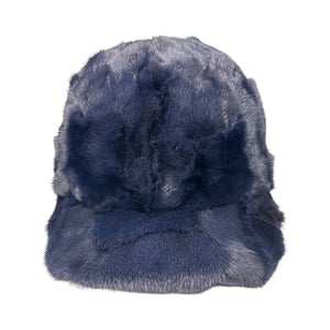 Kashani Navy Blue Diamond Cut Mink Baseball Hat - Dudes Boutique