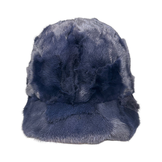 Kashani Navy Blue Diamond Cut Mink Baseball Hat - Dudes Boutique