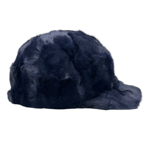 Kashani Navy Blue Diamond Cut Mink Baseball Hat - Dudes Boutique