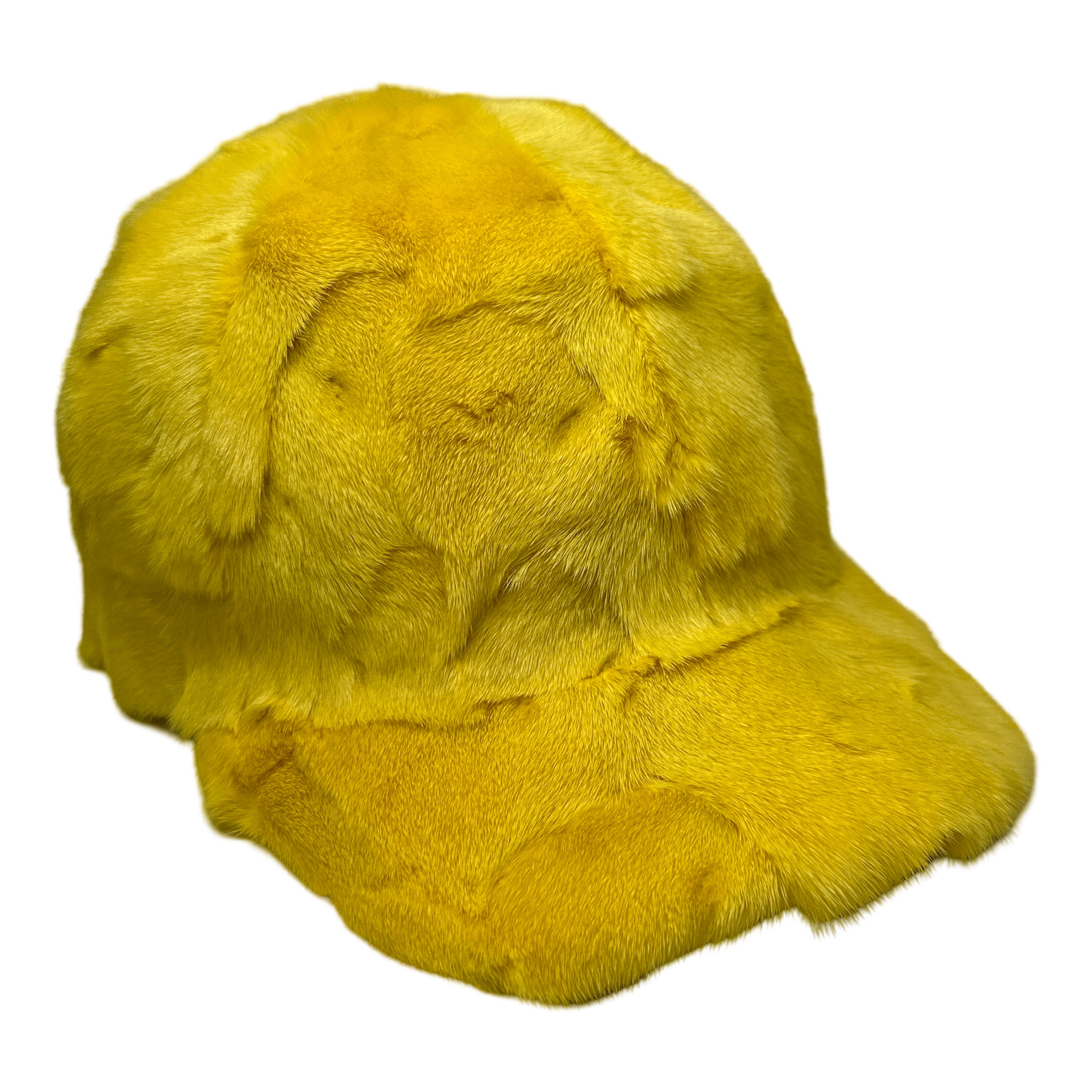 Kashani Yellow Diamond Cut Mink Baseball Hat - Dudes Boutique