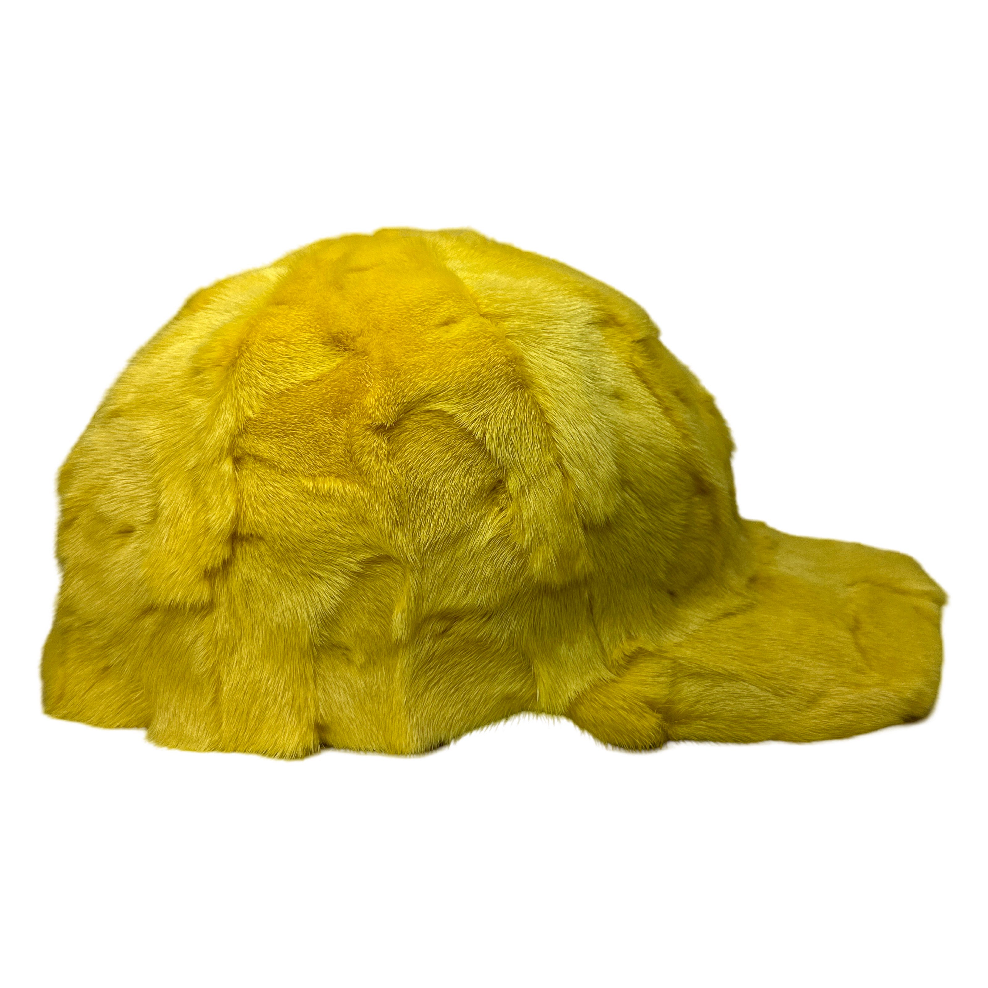 Kashani Yellow Diamond Cut Mink Baseball Hat - Dudes Boutique