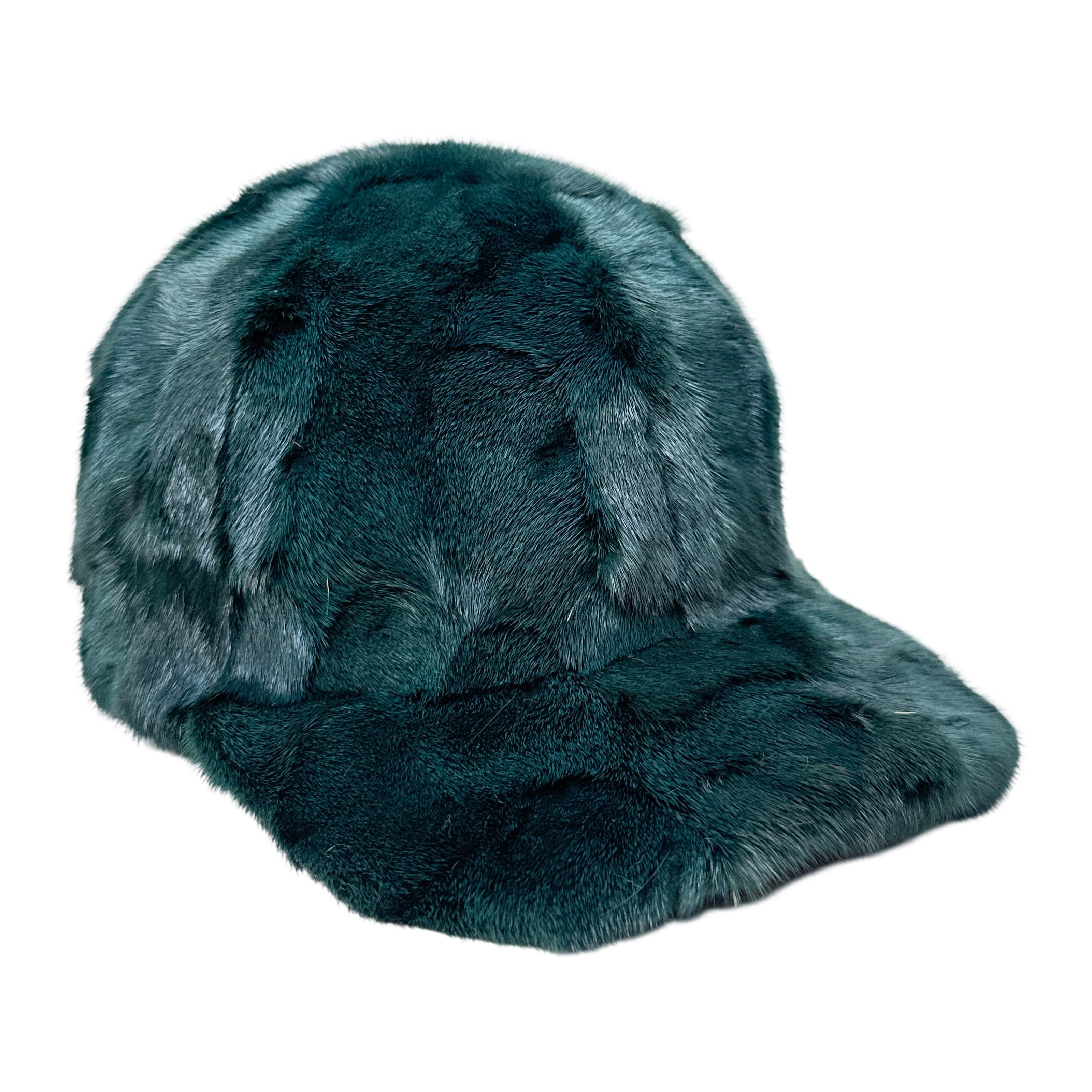 Kashani Hunter Green Diamond Cut Mink Baseball Hat - Dudes Boutique