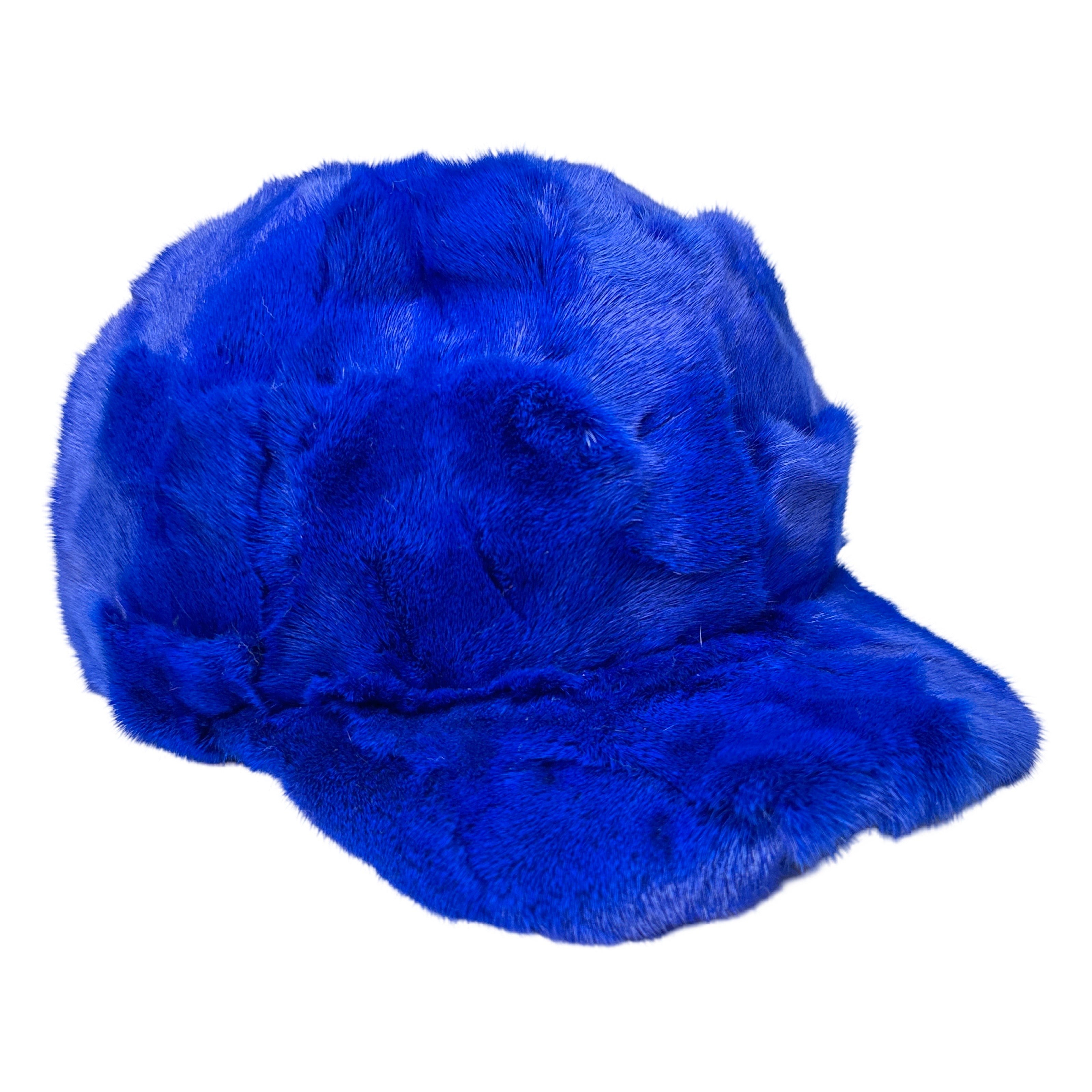 Kashani Royal Blue Diamond Cut Mink Baseball Hat - Dudes Boutique