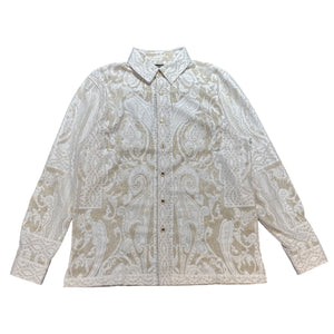 Prestige White / Gold Paisley Swirl Button Up Shirt - Dudes Boutique