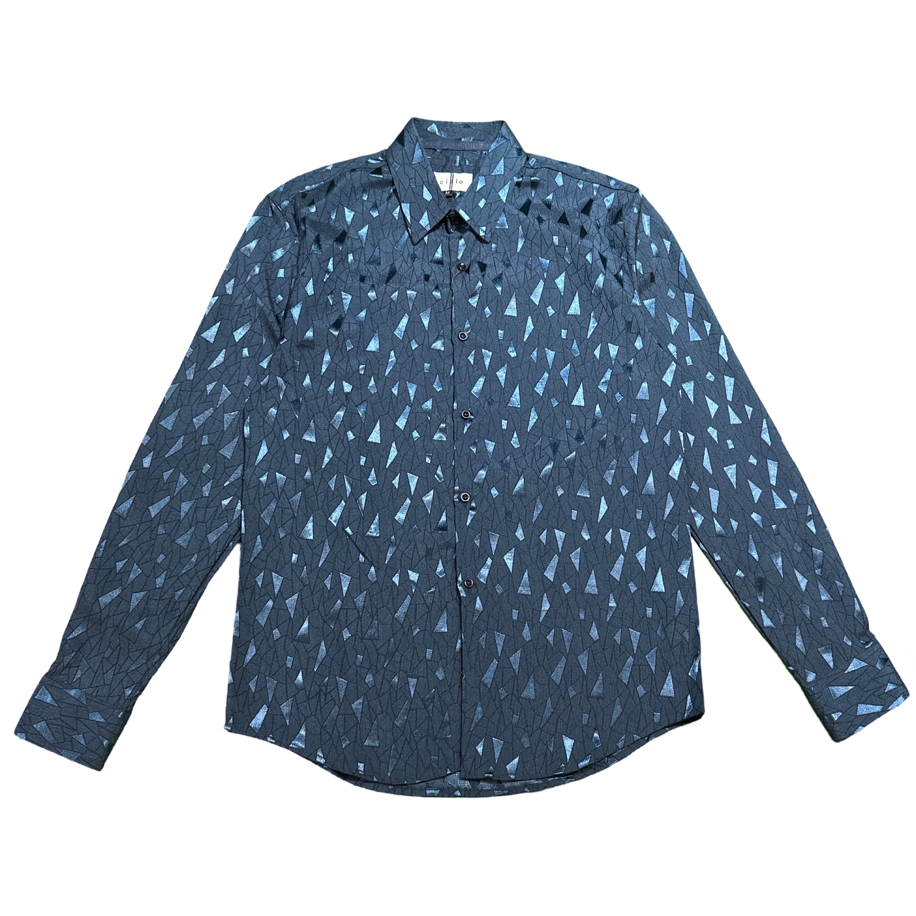 Pronti Blue Geometric Button Up Shirt - Dudes Boutique