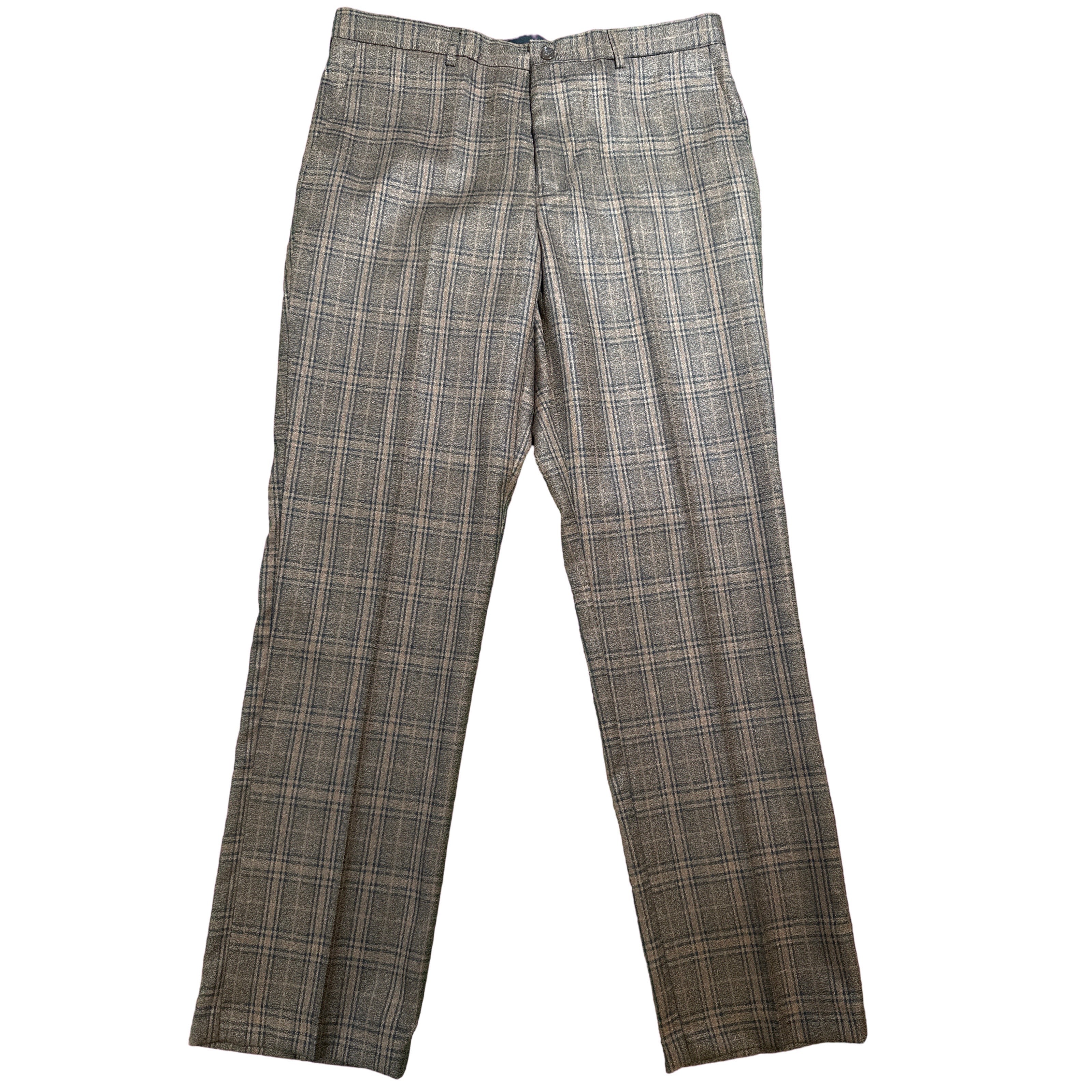 Pronti Brown Plaid High End Pants - Dudes Boutique