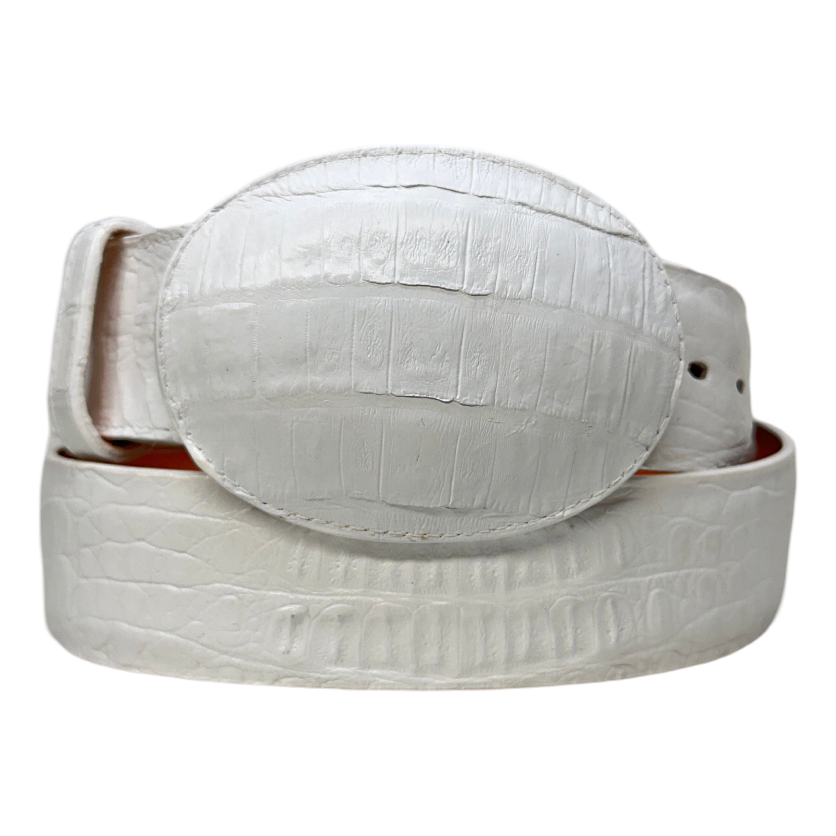 Los Altos White Caiman Crocodile Belt - Dudes Boutique