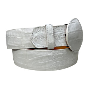 Los Altos White Caiman Crocodile Belt - Dudes Boutique