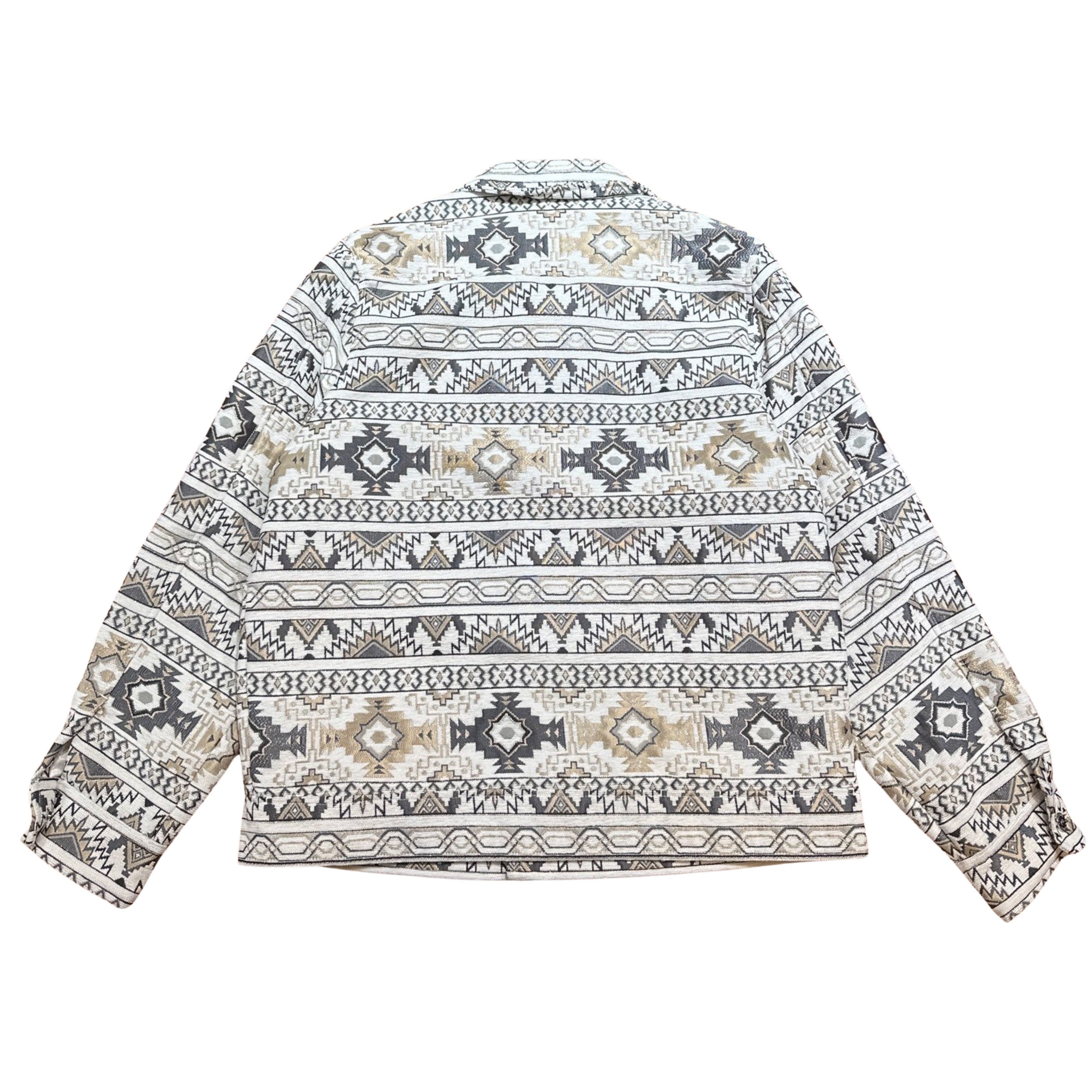 Prestige White / Gold Aztec Button Up Shirt