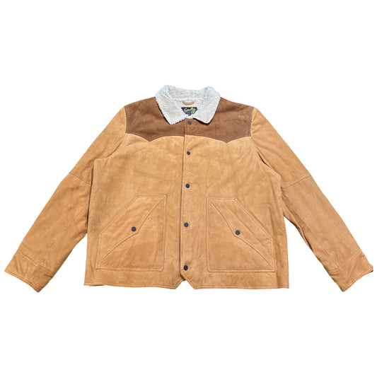 Scully Leather Mens Boar Suede Sherpa Fleece Jean Jacket Cafe Brown