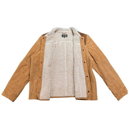 Scully Leather Mens Boar Suede Sherpa Fleece Jean Jacket Cafe Brown