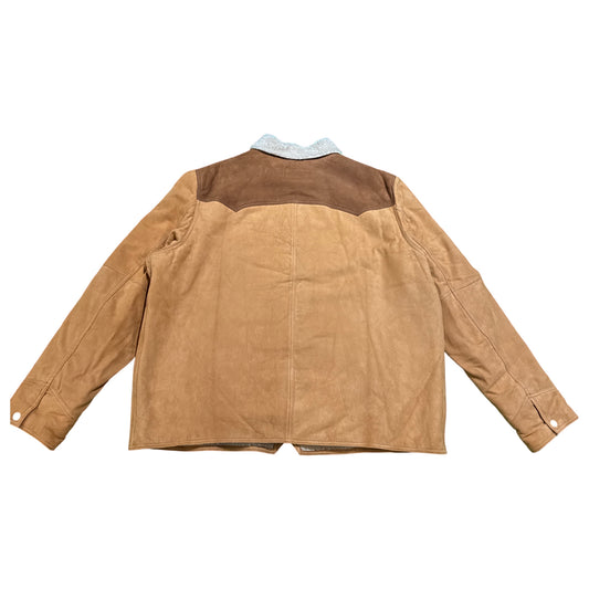 Scully Leather Mens Boar Suede Sherpa Fleece Jean Jacket Cafe Brown