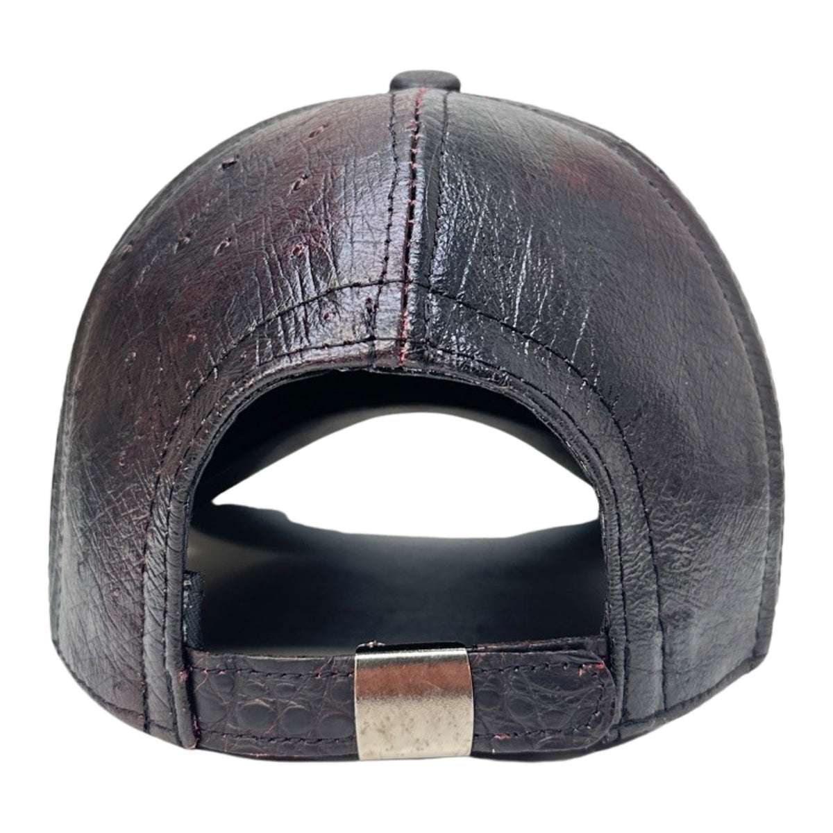 Kashani black cherry alligator and ostrich quill baseball cap
